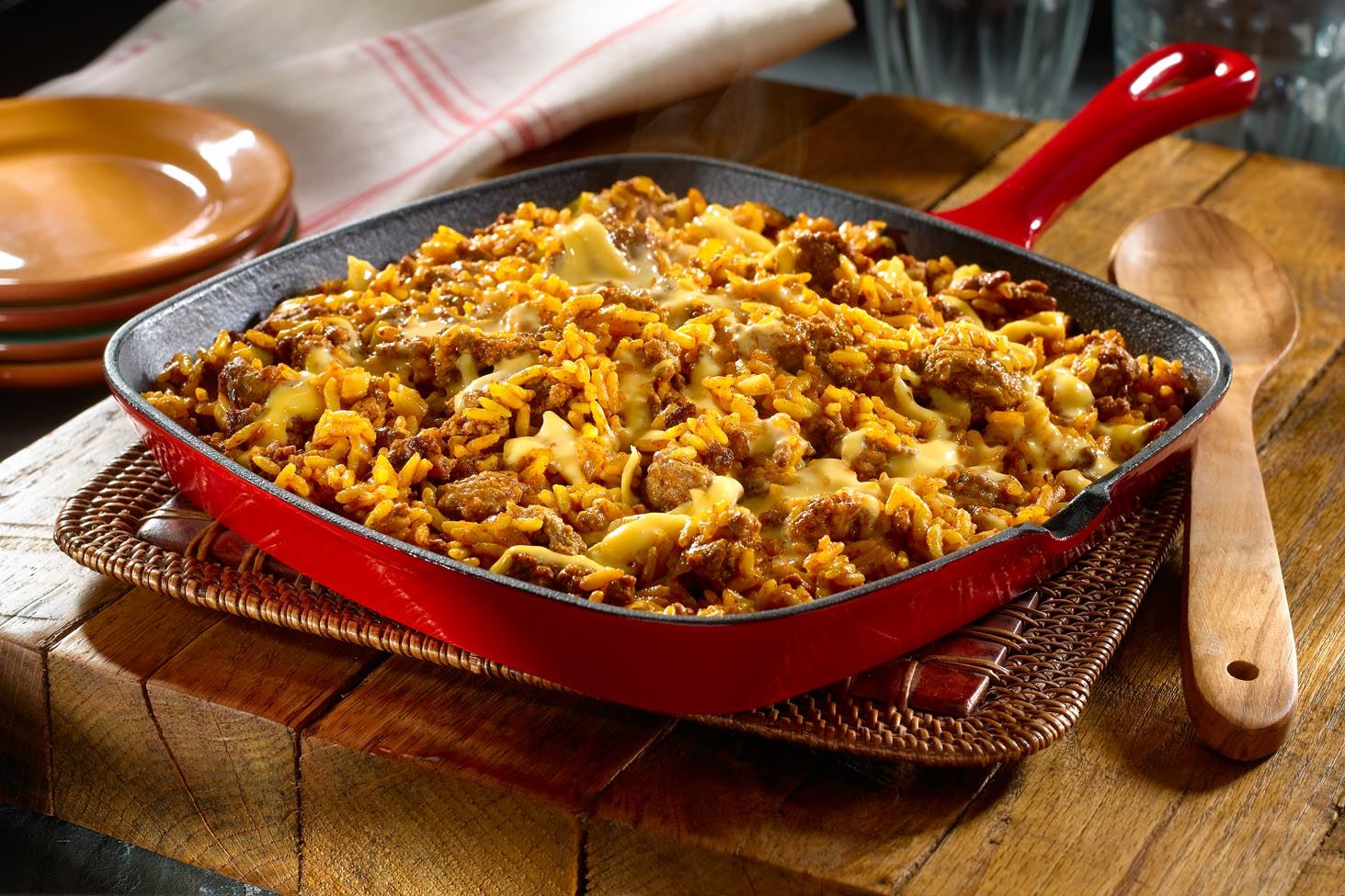 Spanish-Style Cheeseburger Rice Skillet