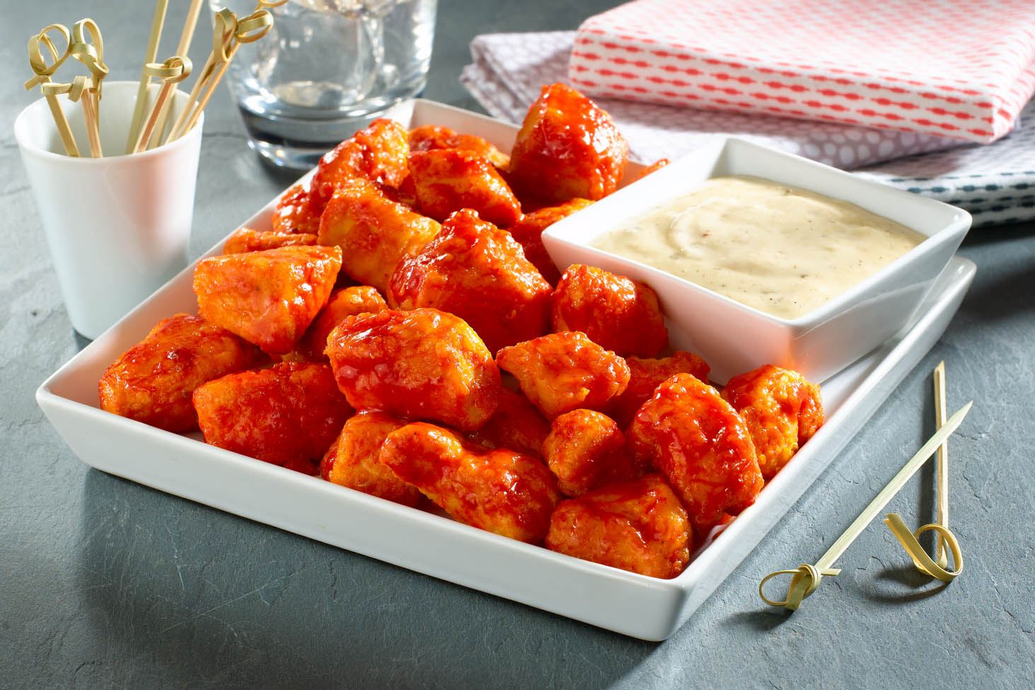 Goya-Style Boneless Buffalo Chicken Bites