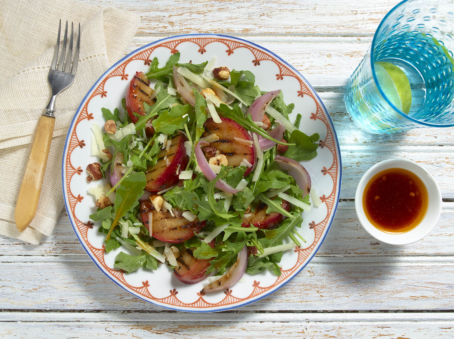 Arugula Salad with Grilled Plums and Manchego