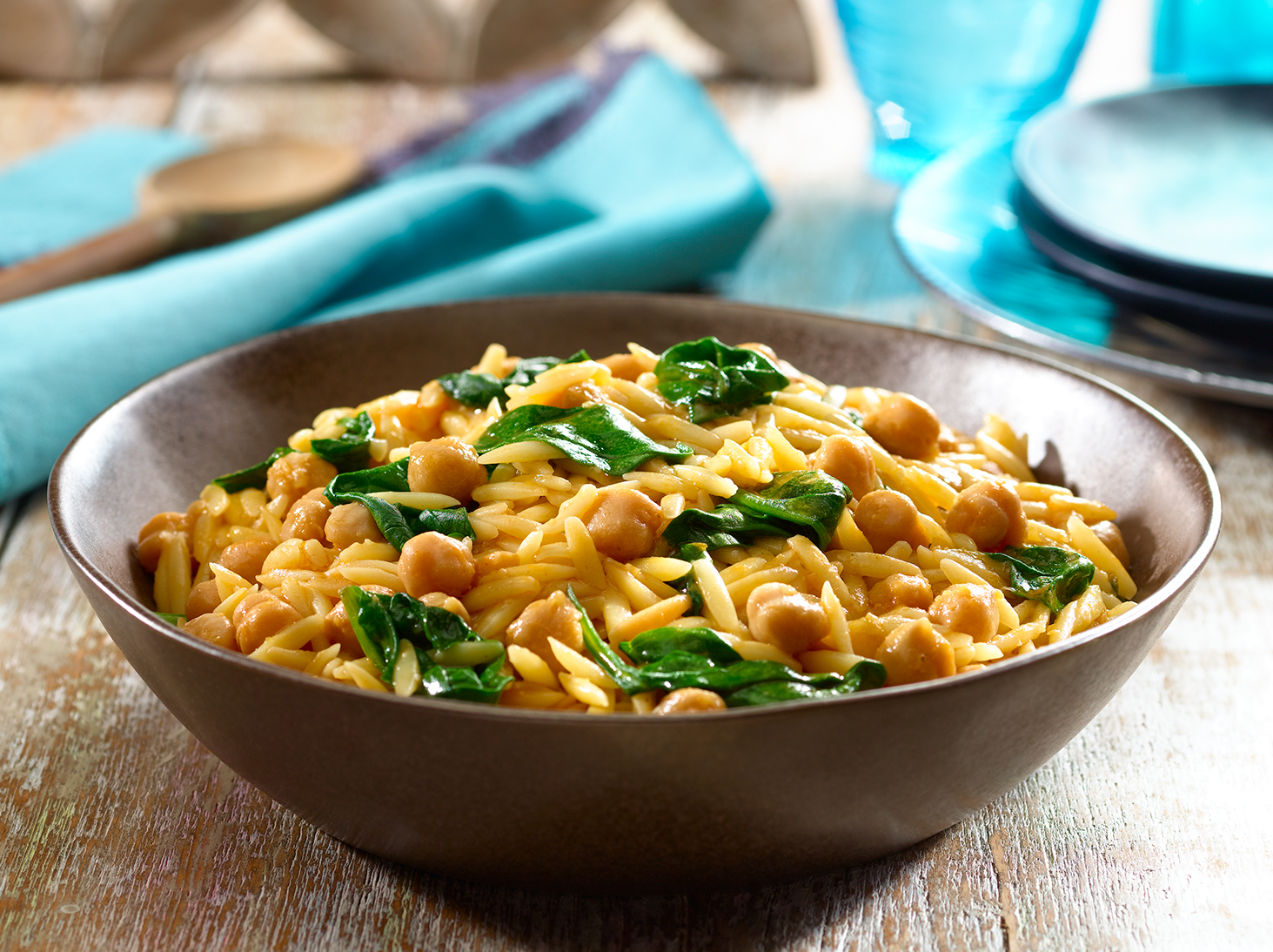 Orzo con Garbanzos y Espinacas