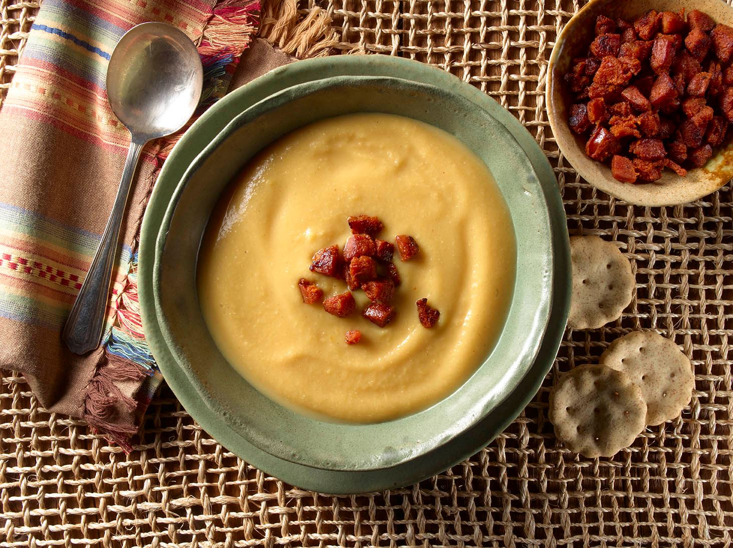 Crema de Guisantes Amarillos con Chorizo Crujiente