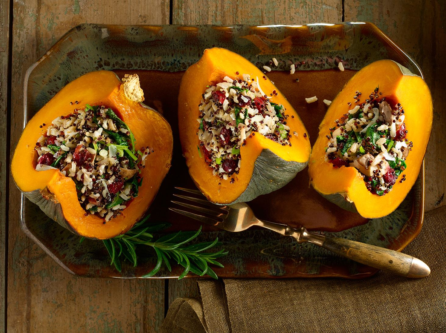 Calabaza Rellena de Quinua y Champiñones