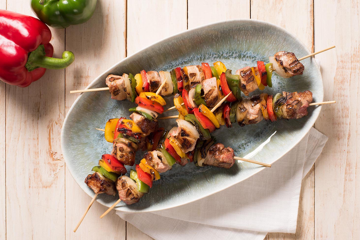 Pinchos de Cerdo y Pimientos a la Naranja 