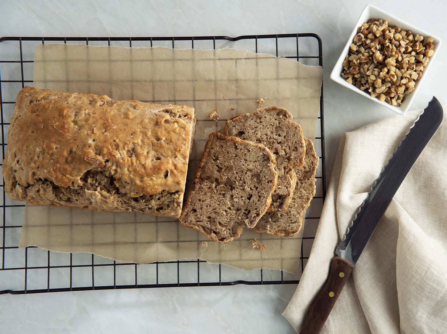 White Bean Walnut Banana Bread