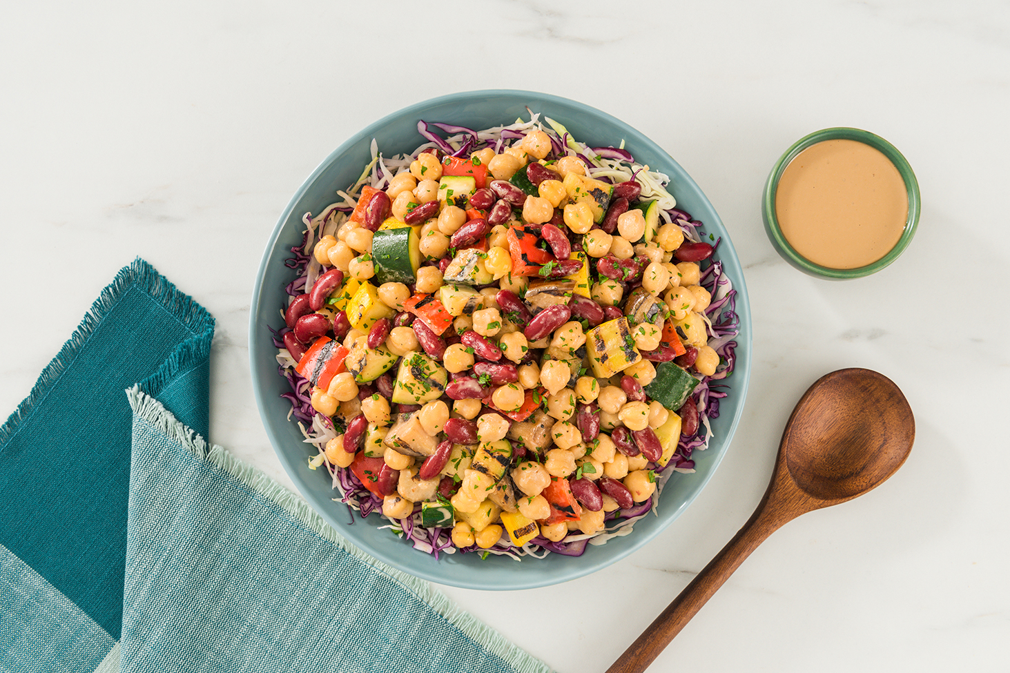 Ensalada de Frijoles y Vegetales a la Parrilla