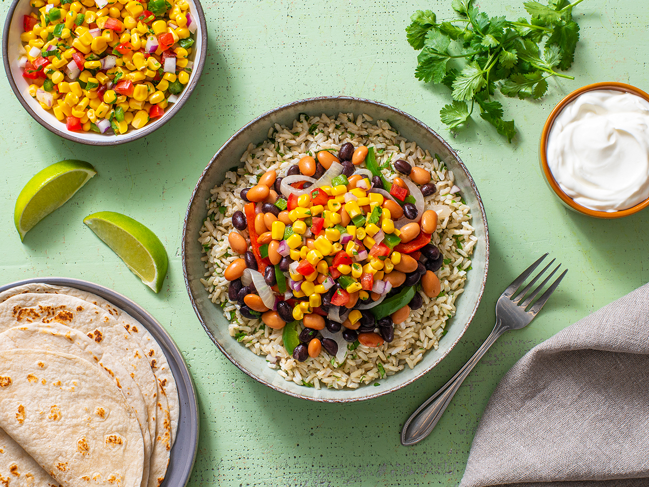 Arroz con Frijoles y Fajitas al Horno