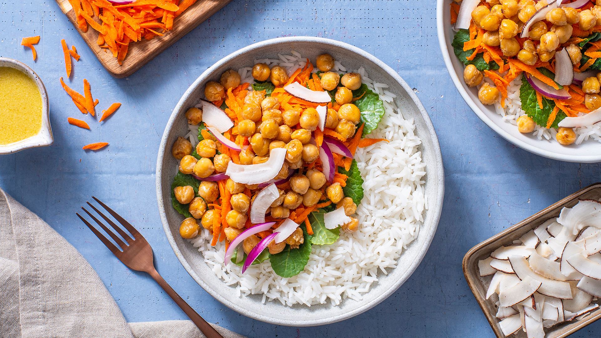 Arroz con Coco y Crujientes Garbanzos