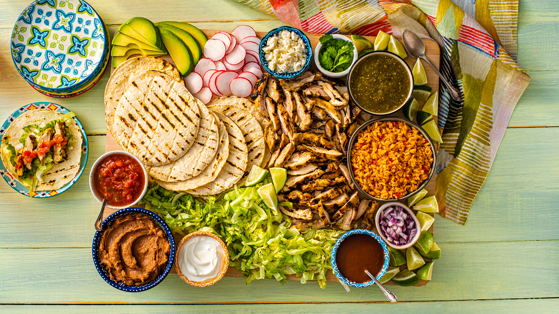 Tabla de Tacos de Pollo a la Parrilla