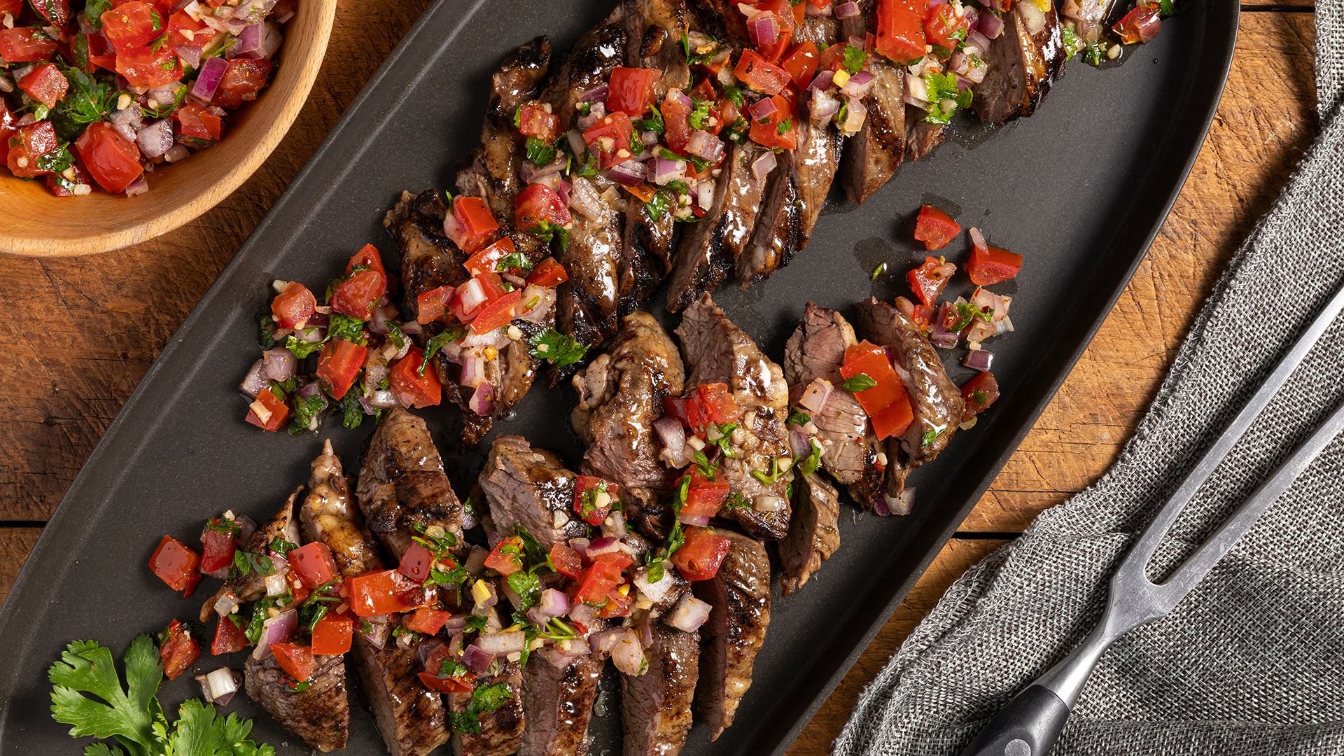 Argentinian Grilled Steaks with Salsa Criolla