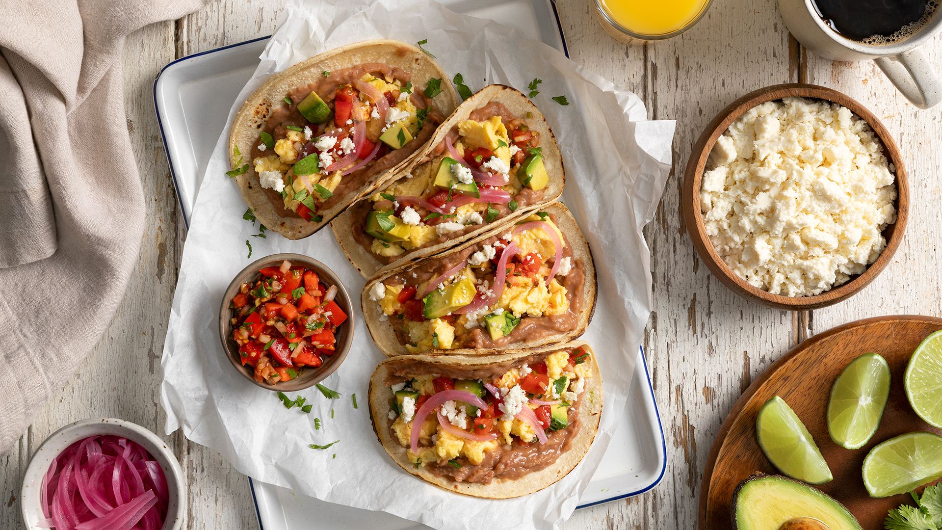 Breakfast Tacos with Refried Beans