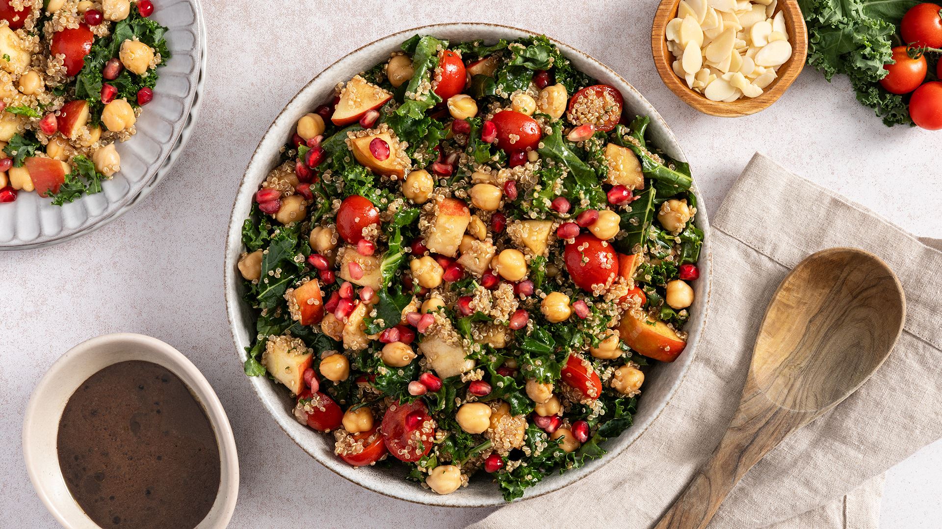 Chickpea and Quinoa Salad with Pomegranate-Balsamic Vinaigrette